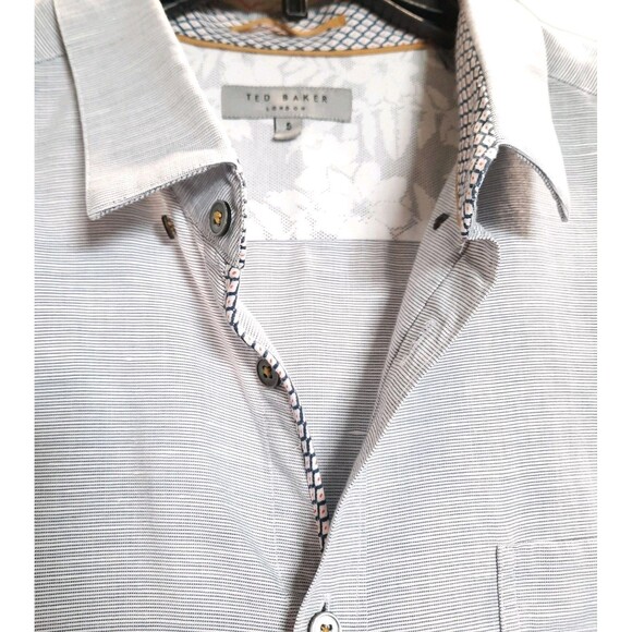 Ted Baker Light Blue Linen Blend Short Sleeve Button Down Shirt Sz 5 /US Size XL - Picture 3 of 6